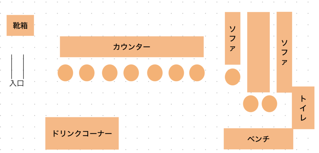 土足禁止で禁煙のBARスペース